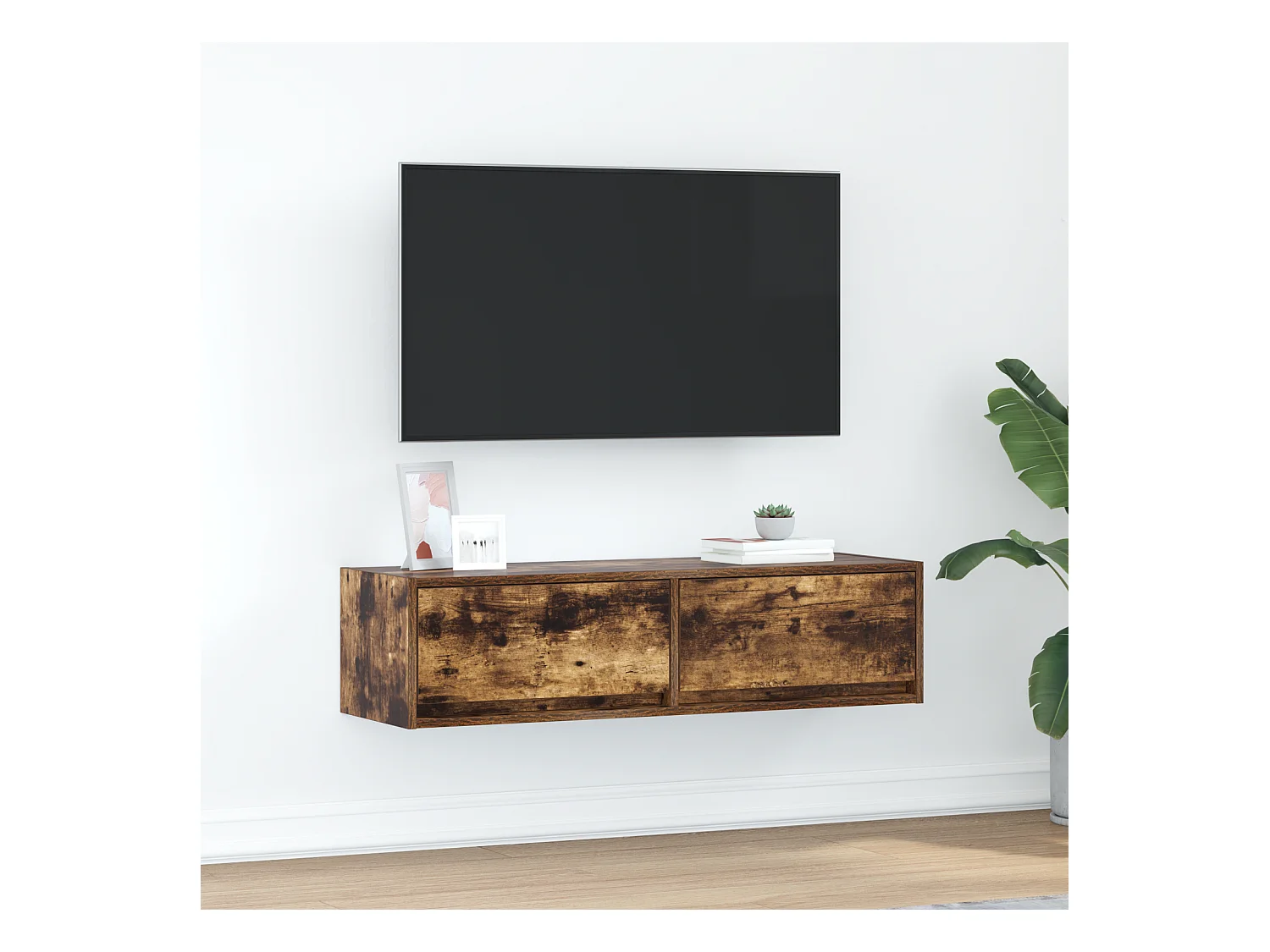 Meuble TV | Banc TV | Armoire TV Chêne Fumé 100x31x25,5 cm Bois d'ingénierie