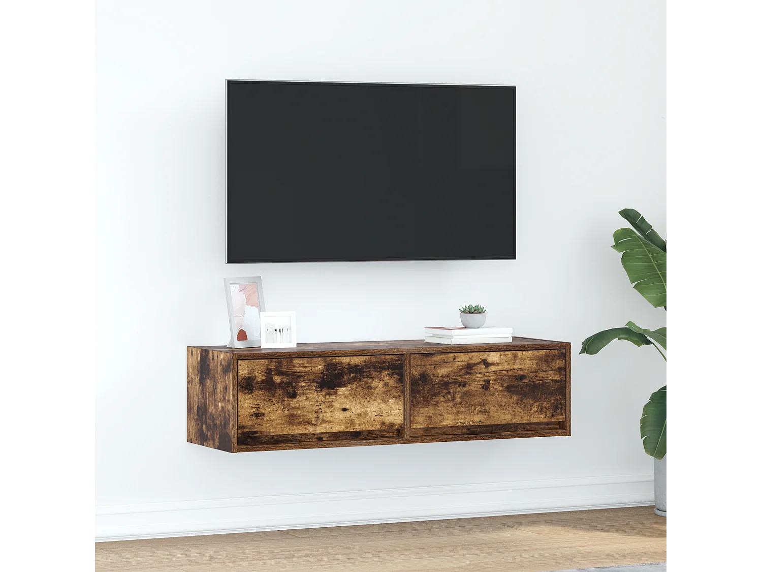 Tv-meubel | Tv-Bank | TV-kast100x31x25,5 cm bewerkt hout gerookt eikenkleurig