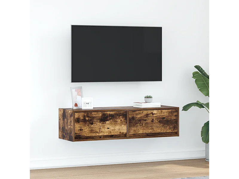 Tv-meubel | Tv-Bank | TV-kast100x31x25,5 cm bewerkt hout gerookt eikenkleurig
