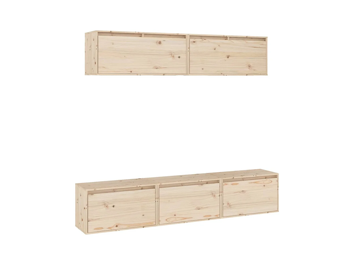 Mueble TV | Conjunto de muebles de TV 5 piezas madera maciza de pino