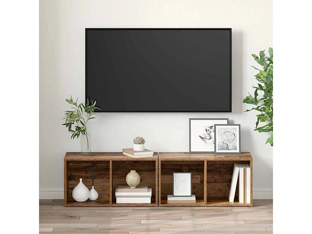 Conjunto de Mueble de TV | Mueble de salón Madera Vieja Madera contrachapada