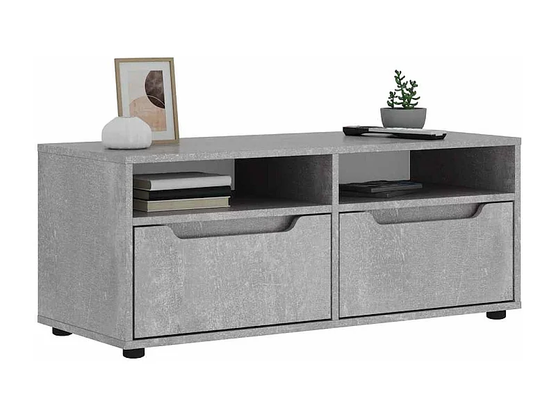 Tv-meubel | Tv-Bank | TV-kastVISNES 100x40x38 cm bewerkt hout betongrijs