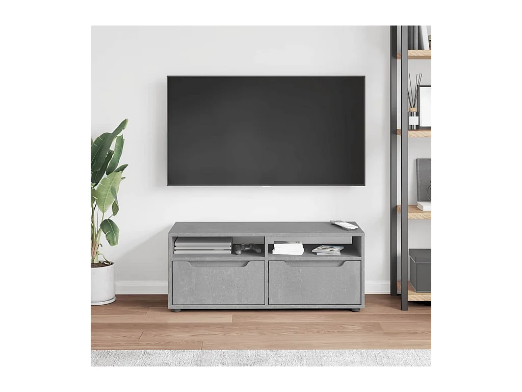 Tv-meubel | Tv-Bank | TV-kastVISNES 100x40x38 cm bewerkt hout betongrijs