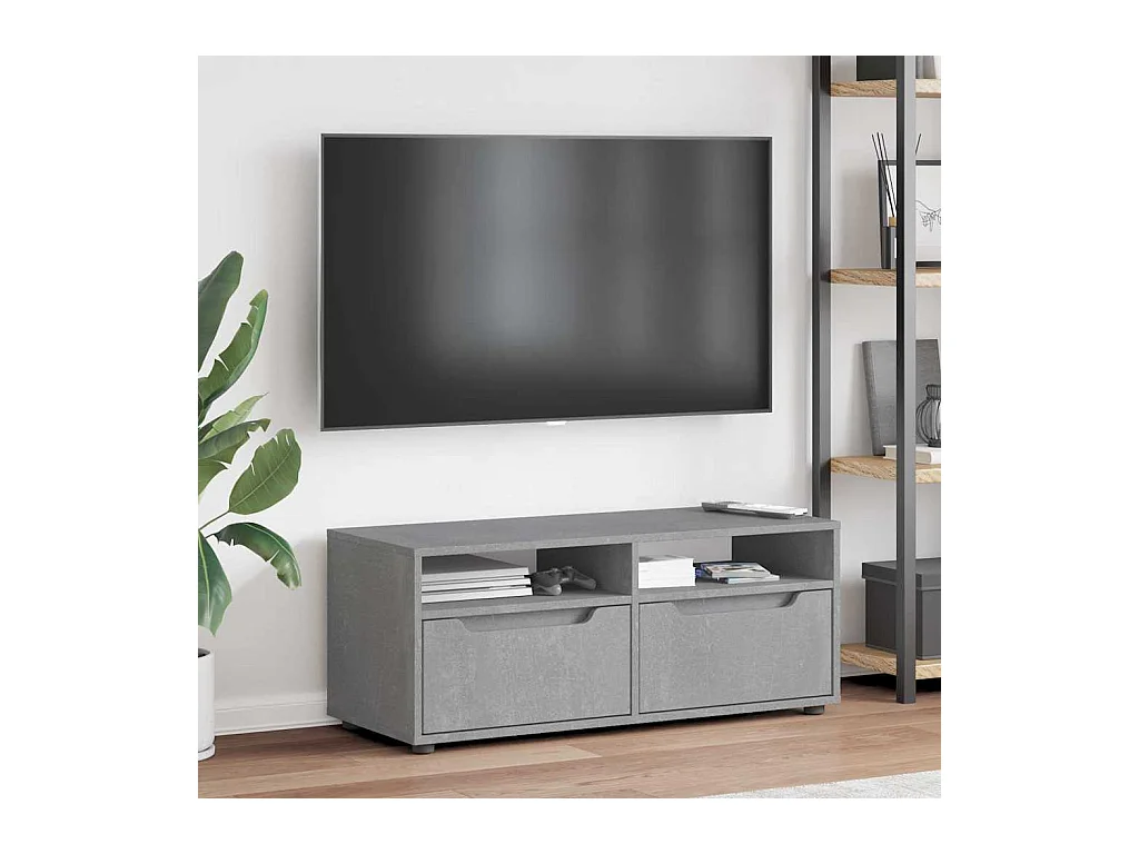 Tv-meubel | Tv-Bank | TV-kastVISNES 100x40x38 cm bewerkt hout betongrijs