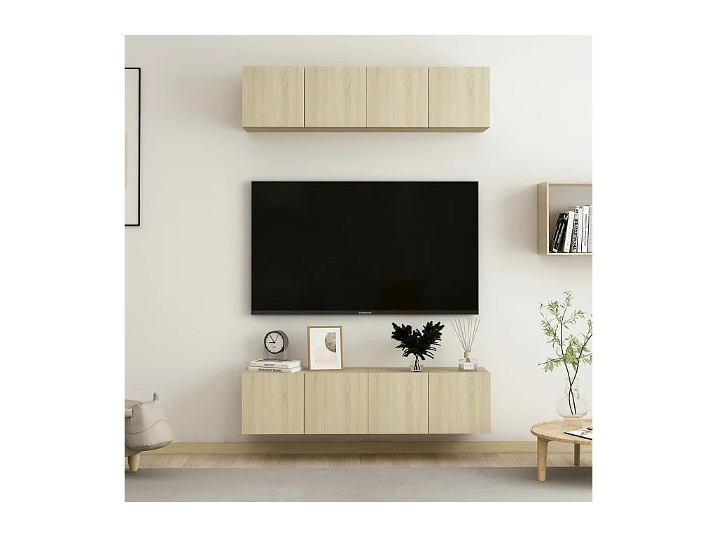 Juego de muebles de salón | Gabinetes de TV |  Muebles de TV 4 piezas roble Sonoma 60x30x30 cm