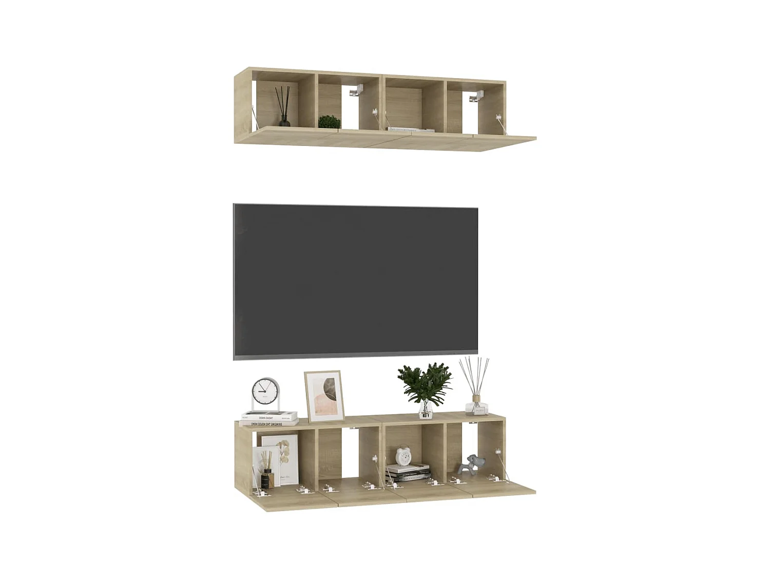 Juego de muebles de salón | Gabinetes de TV |  Muebles de TV 4 piezas roble Sonoma 60x30x30 cm