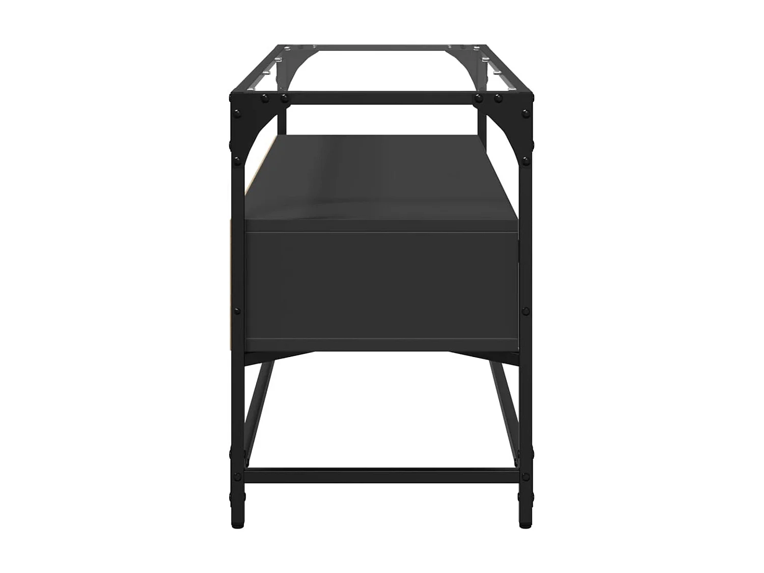 Mueble TV | Gabinete de TV | Mueble de salón cristal y madera ingeniería negro 98x35x51 cm