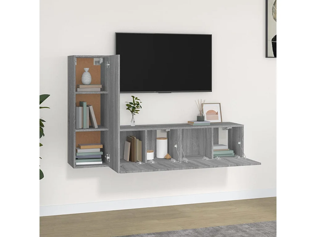 Ensemble de meubles TV | Bancs TV | Armoires TV 3 pcs Sonoma gris Bois d'ingénierie