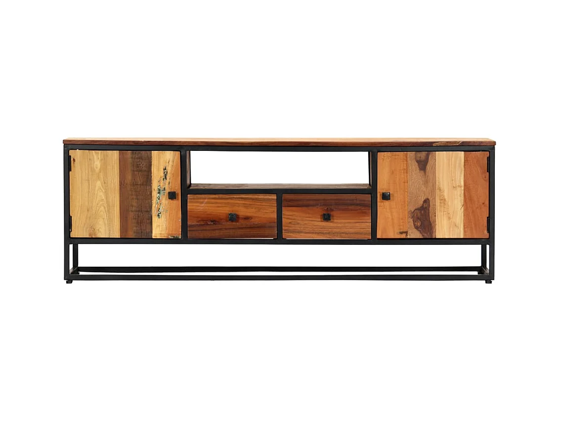 Meuble TV | Banc TV | Armoire TV 120 x 30 x 40 cm Bois de récupération massif et acier