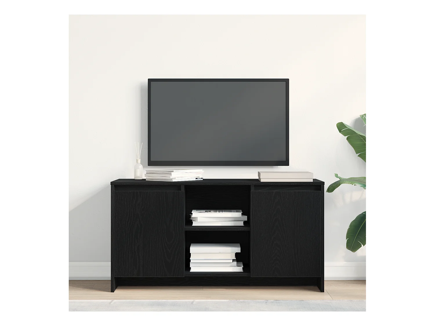 Mueble TV | Soporte de TV Negro 102 x 37.5 x 52.5 cm Madera contrachapada