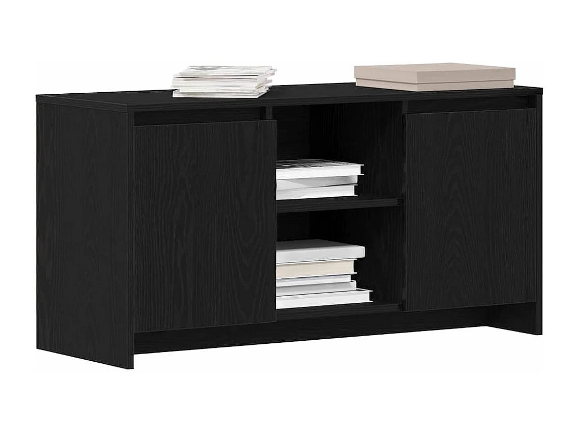 TV-kast | Tv-meubel | Tv-Bank Zwart Eik 102x37,5x52,5 cm Bewerkt Hout