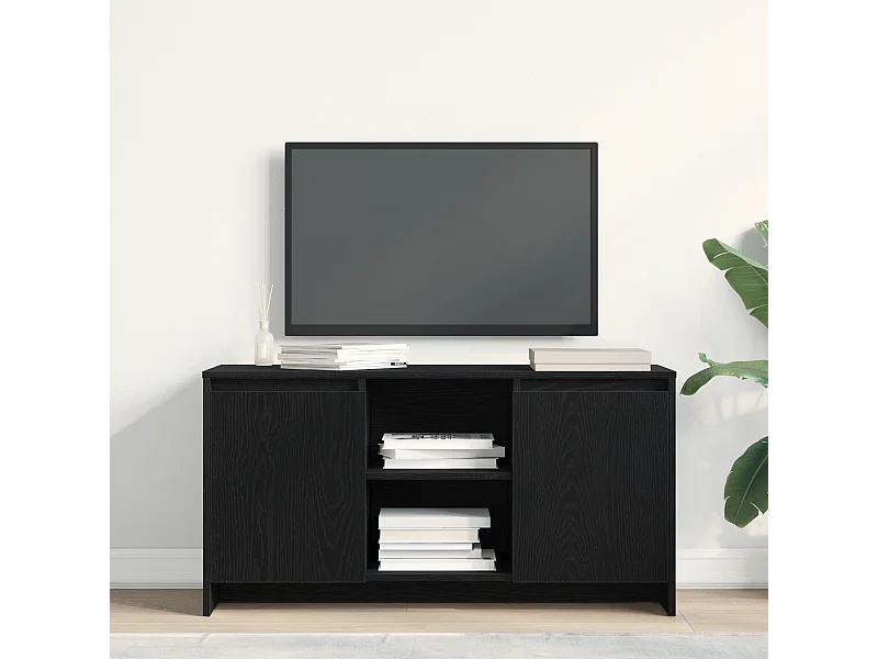 TV-kast | Tv-meubel | Tv-Bank Zwart Eik 102x37,5x52,5 cm Bewerkt Hout