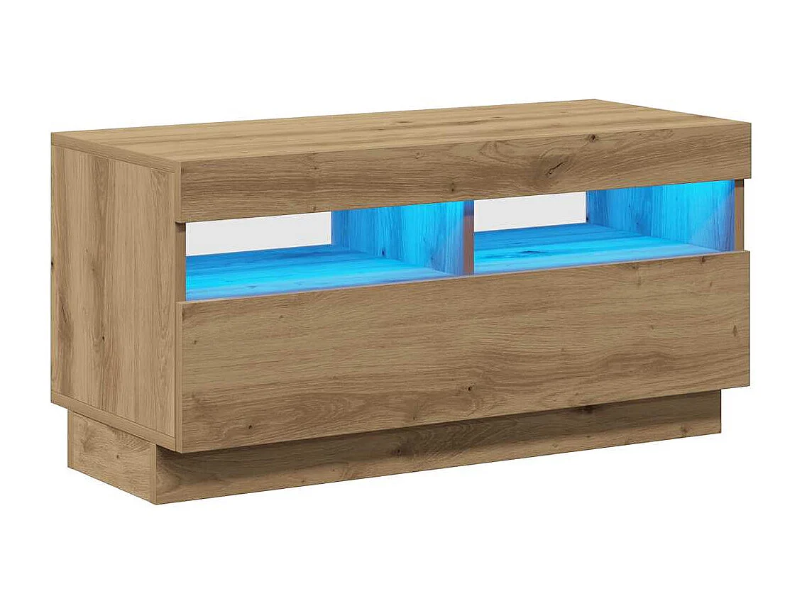 Mueble TV | Gabinete de TV | Mueble de salón luces LED madera ingeniería roble artisan 80x35x40 cm