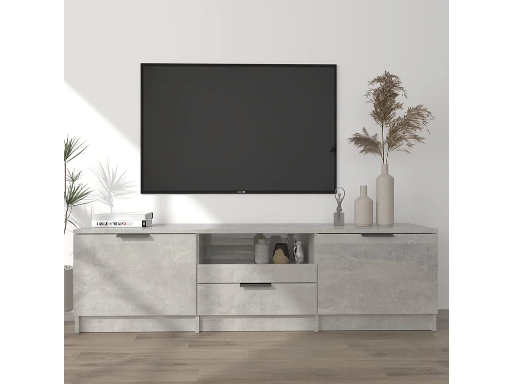Mueble de TV | Mueble de salón madera contrachapada gris hormigón 140x35x40 cm
