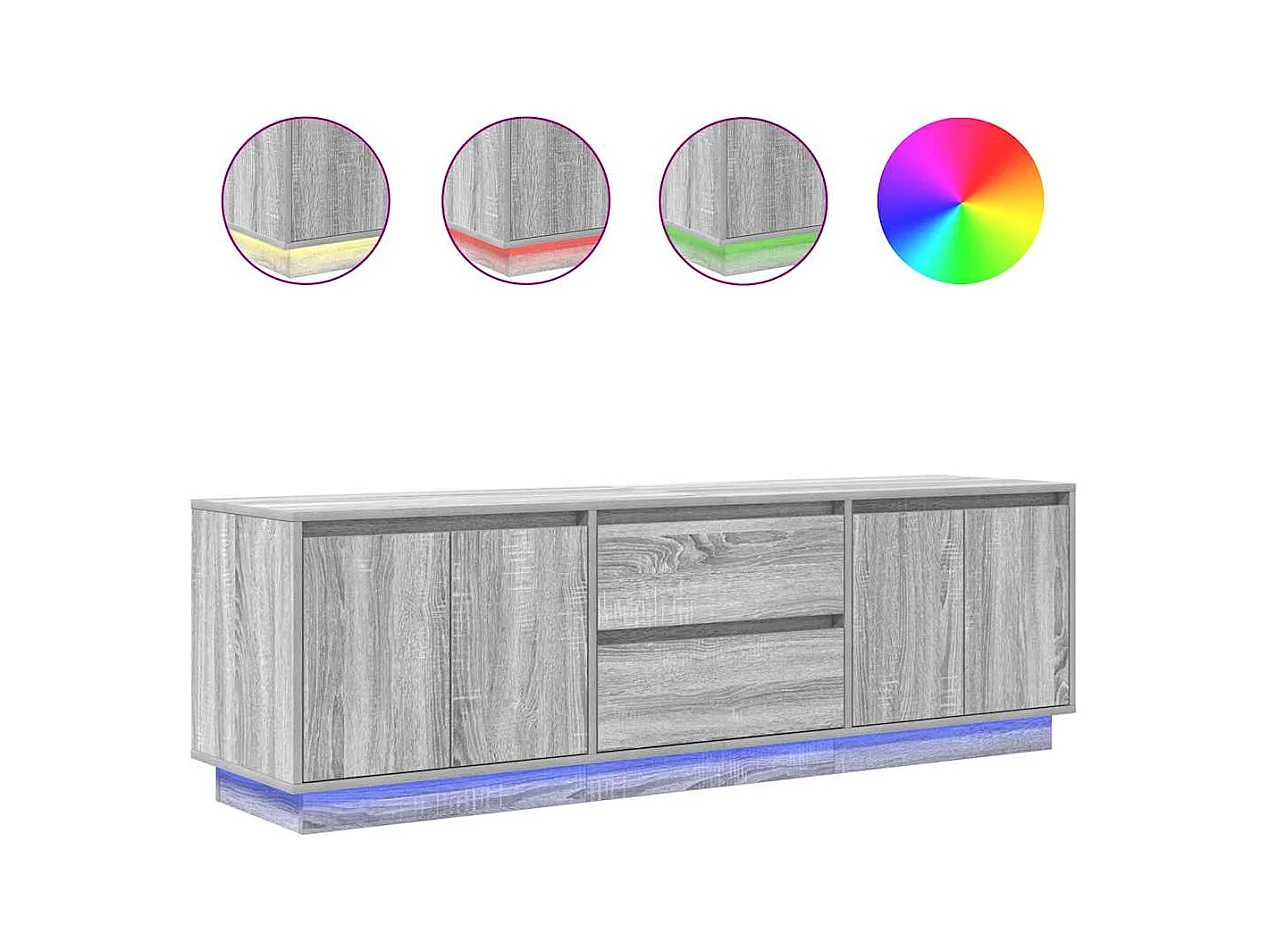 Meuble TV | Banc TV | Armoire TV avec lumières LED sonoma gris 160,5x41x50 cm