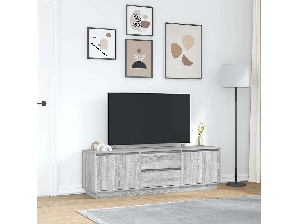 Meuble TV | Banc TV | Armoire TV avec lumières LED sonoma gris 160,5x41x50 cm