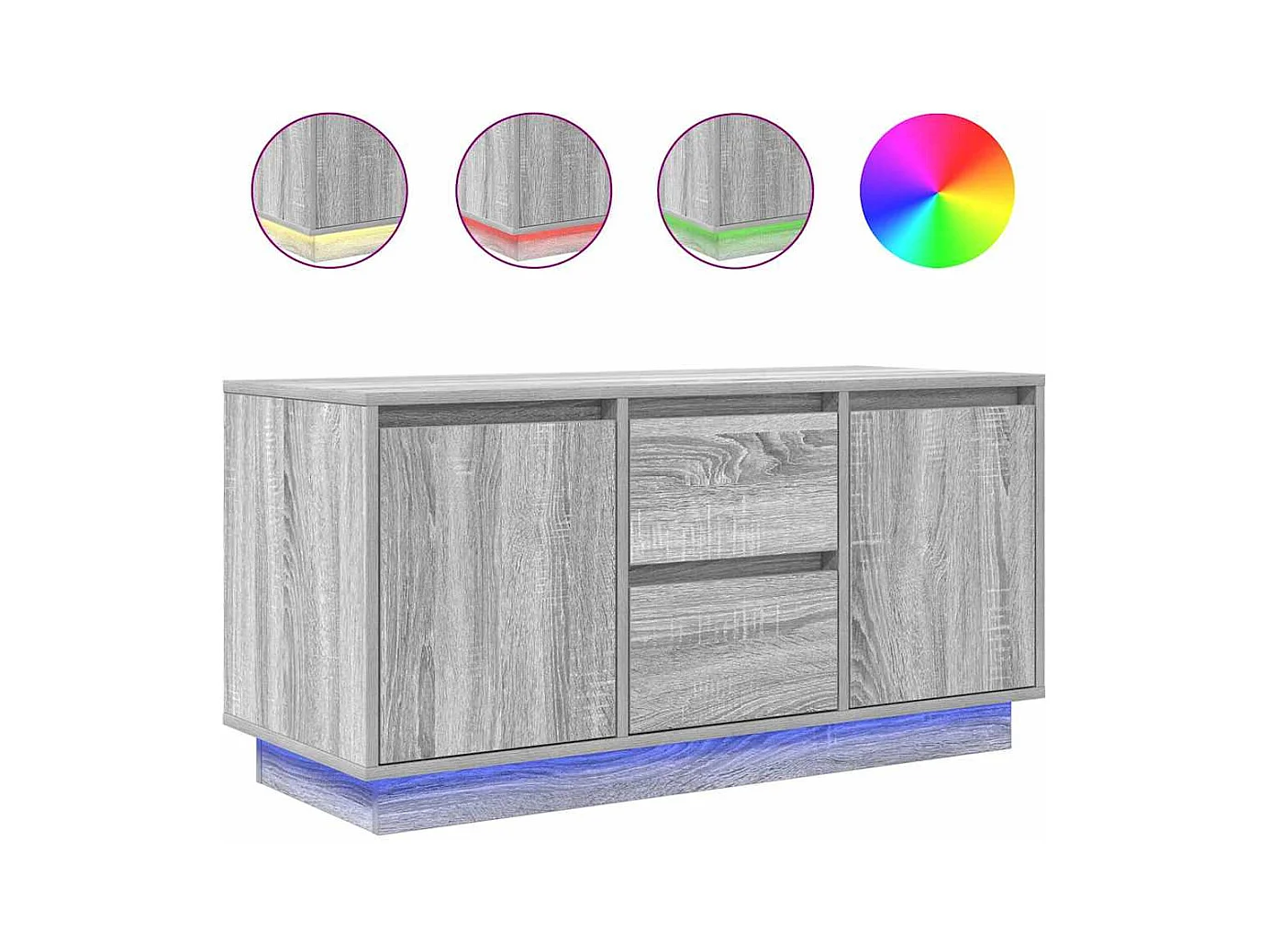 Tv-meubel | Tv-Bank | TV-kastmet LED-verlichting 100x41x50 cm grijs sonoma eiken