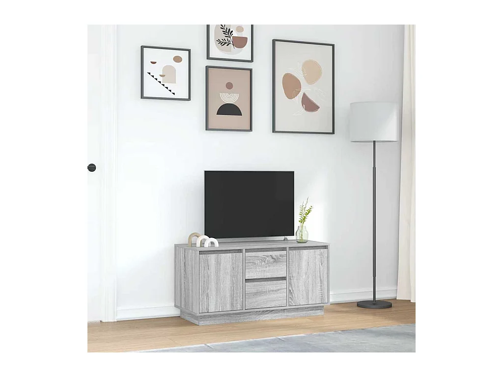 Tv-meubel | Tv-Bank | TV-kastmet LED-verlichting 100x41x50 cm grijs sonoma eiken