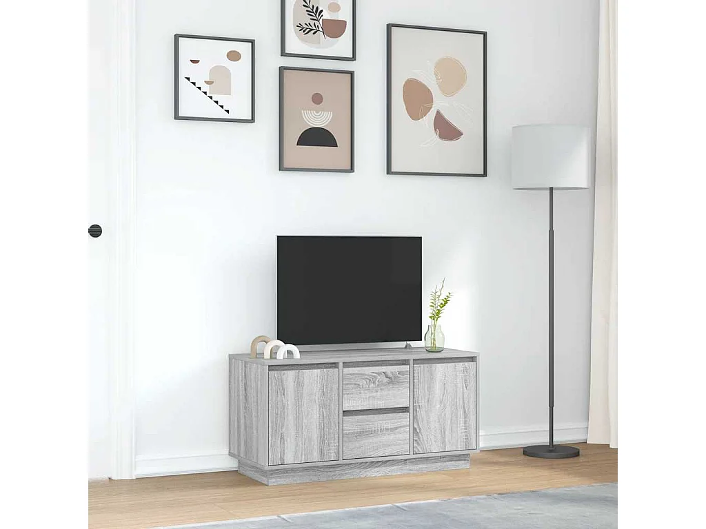 Meuble TV | Banc TV | Armoire TV avec lumières LED sonoma gris 100x41x50 cm