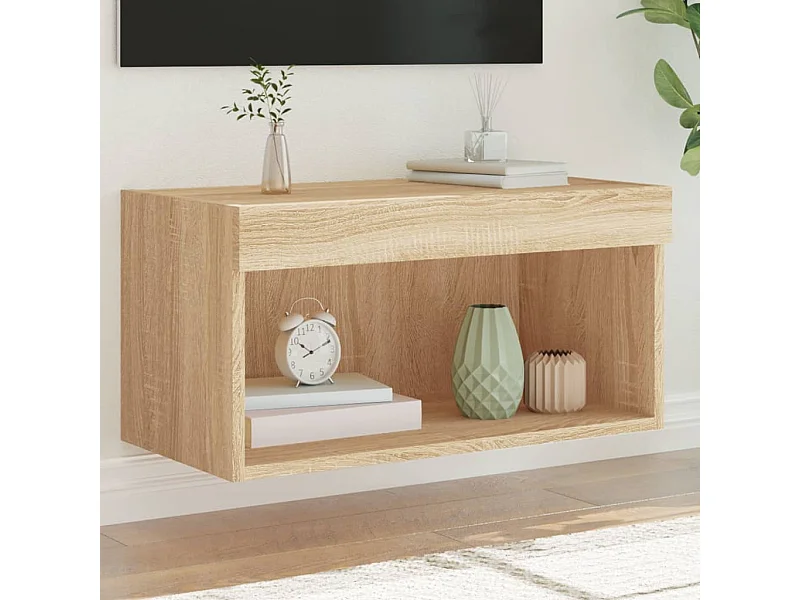 Mueble para TV  | Gabinete de TV |  Mueble de salón con luces LED roble Sonoma 60x30x30 cm