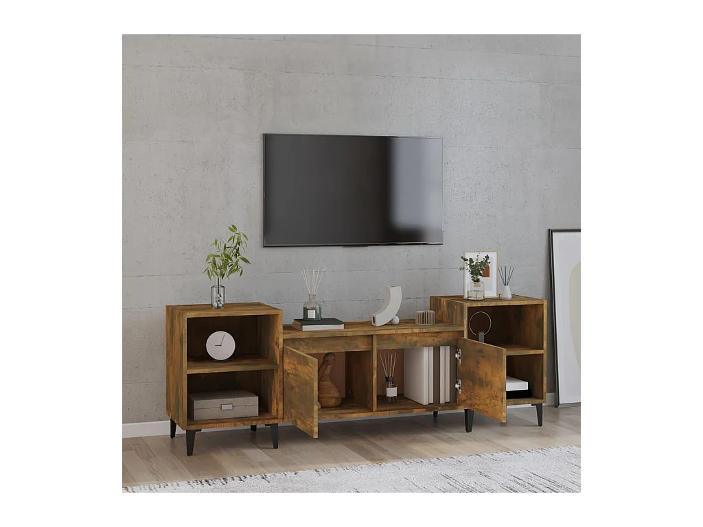 Mueble para TV  | Gabinete de TV |  Mueble de salón madera contrachapada roble ahumado 160x35x55 cm