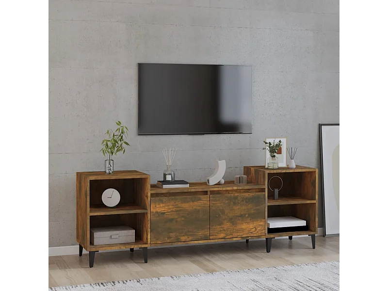 Meuble TV | Banc TV | Armoire TV Chêne fumé 160x35x55 cm Bois d'ingénierie