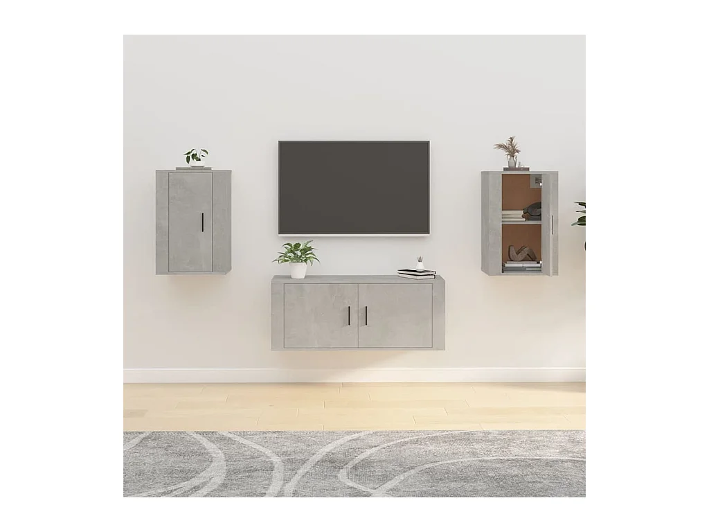 muebles para TV  | Gabinetes de TV |  Muebles de salón de pared 2 uds gris hormigón 40x34,5x60 cm
