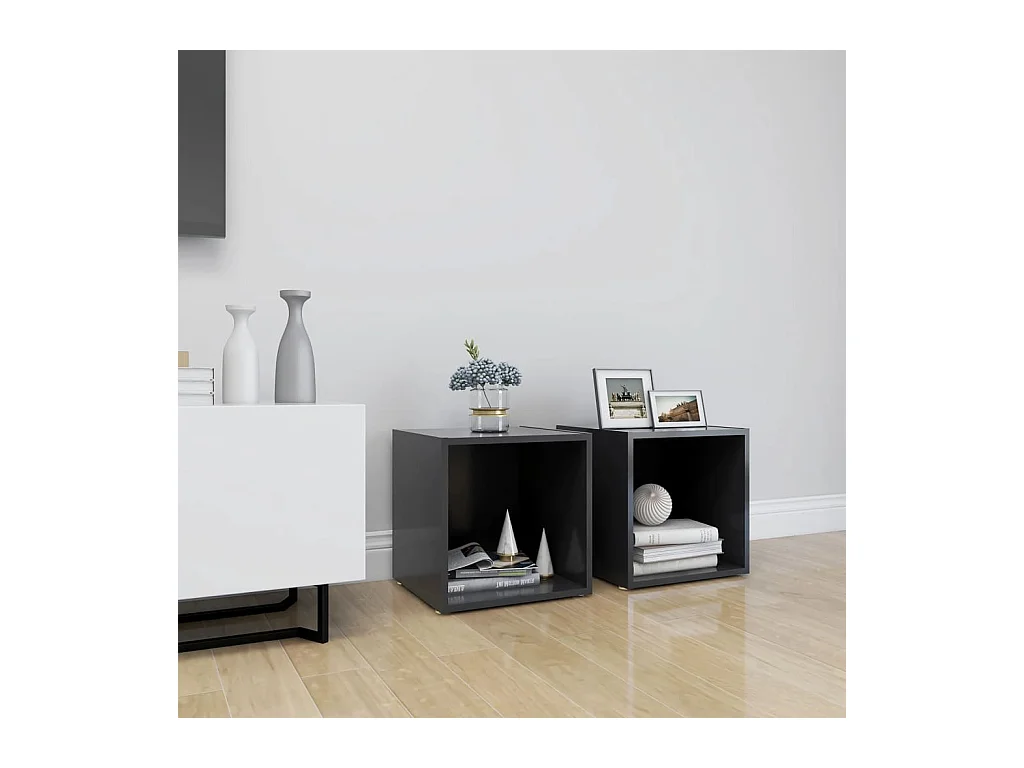 Meubles TV | Bancs TV | Armoires TV 2 pcs gris 37x35x37 cm bois d’ingénierie