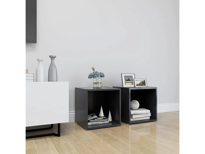 Meubles TV | Bancs TV | Armoires TV 2 pcs gris 37x35x37 cm bois d’ingénierie