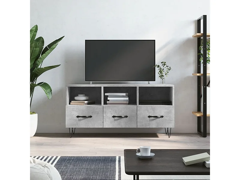 Meuble TV | Banc TV | Armoire TV gris béton 102x36x50 cm bois d'ingénierie