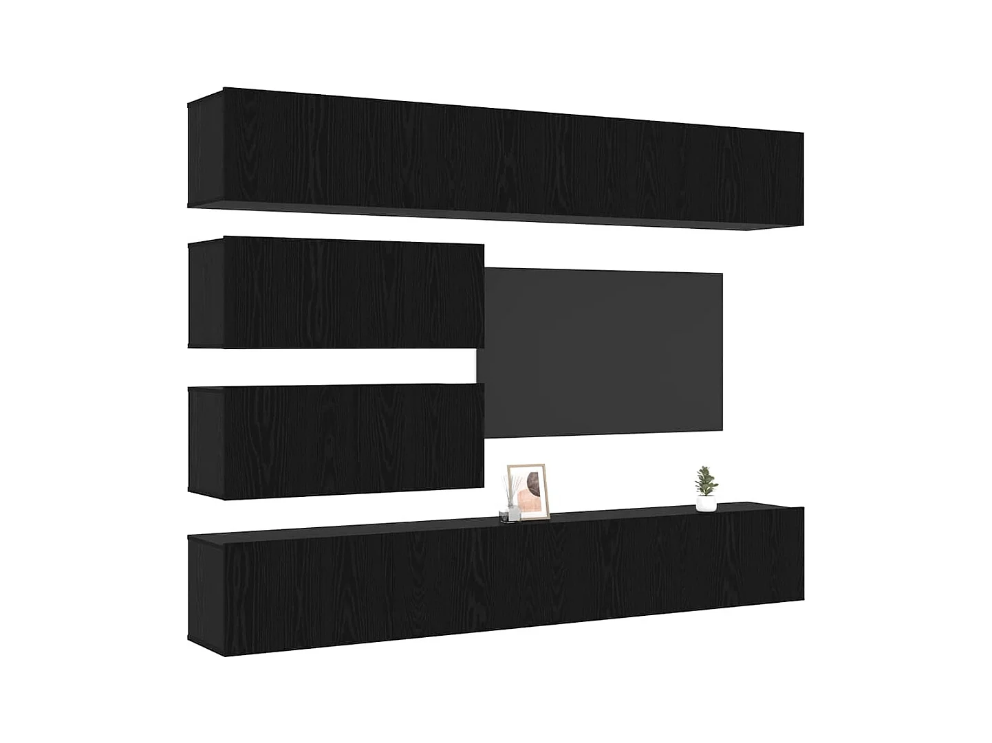 Conjunto de Mueble de TV | Mueble de salón 6 pcs Roble negro 100 x 30 x 30 cm