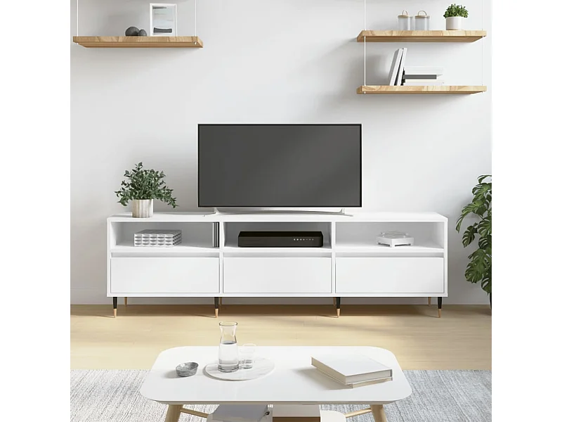 Mueble de TV | Mueble de salón madera contrachapada blanco 150x30x44,5 cm