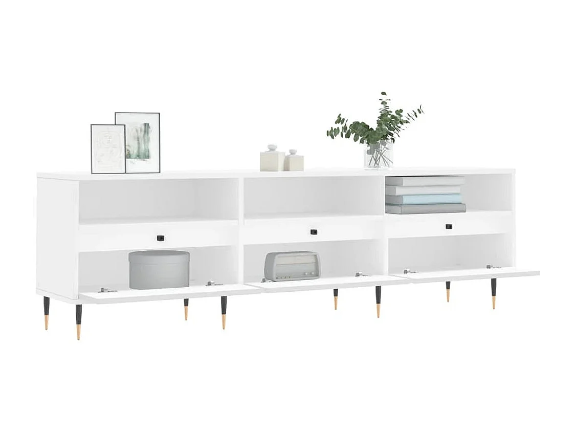 Mueble de TV | Mueble de salón madera contrachapada blanco 150x30x44,5 cm