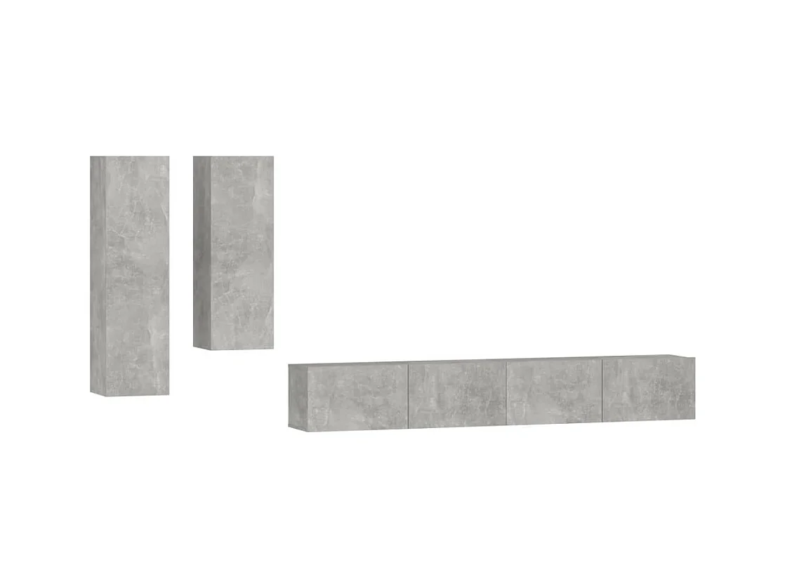 Ensemble de meubles TV | Bancs TV | Armoires TV 4 pcs Gris béton Bois d'ingénierie