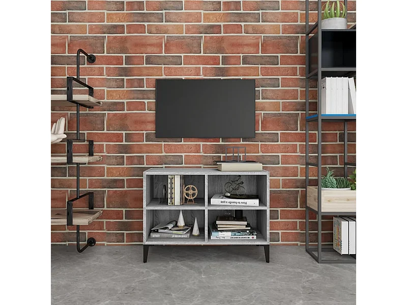 Meuble TV | Banc TV | Armoire TV avec pieds en métal Sonoma gris 69,5x30x50 cm