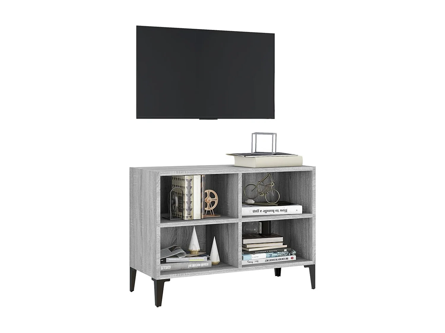 Mueble de TV | Mueble de salón con patas de metal gris Sonoma 69,5x30x50 cm