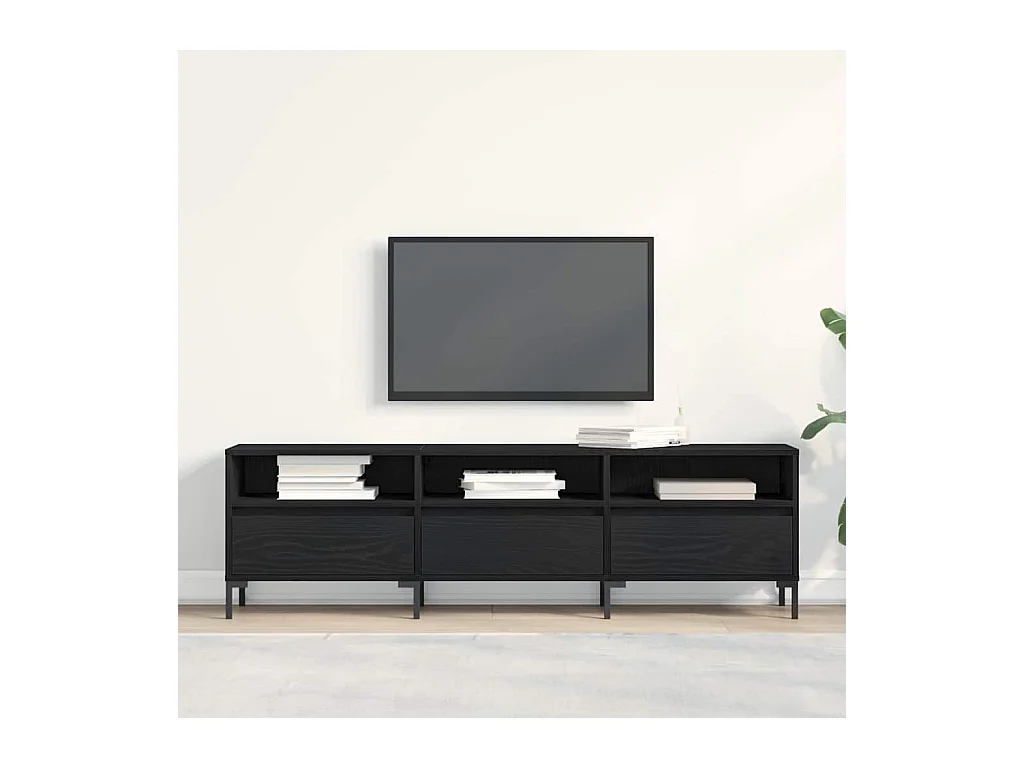 Gabinete de TV | Mueble de TV | Mueble de salón Roble negro 150 x 30 x 44.5 cm