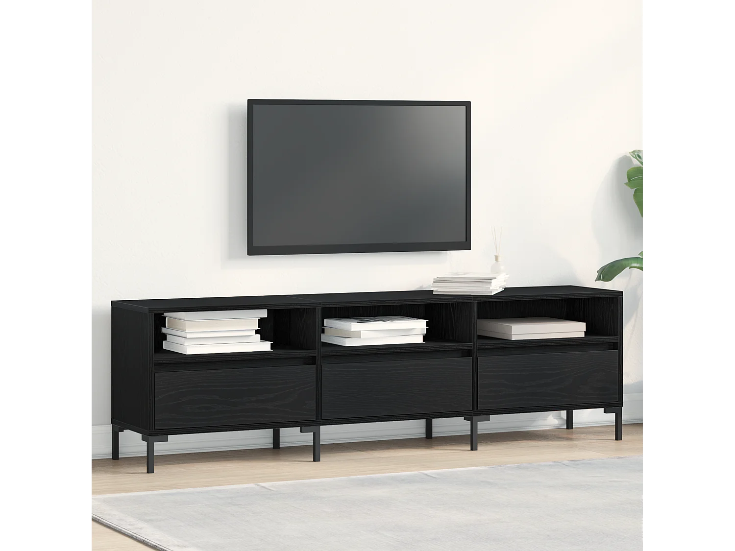 Gabinete de TV | Mueble de TV | Mueble de salón Roble negro 150 x 30 x 44.5 cm