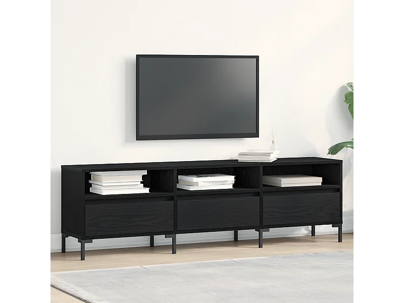 Tv-meubel | Tv-Bank | TV-kast150x30x44,5 cm bewerkt hout zwart eikenkleurig