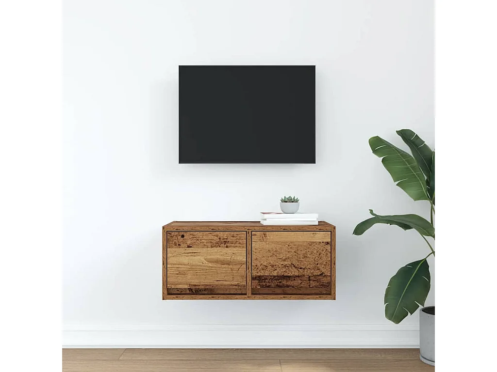 Tv-meubel | Tv-Bank | TV-kast60x31x25,5 cm bewerkt hout oud houtkleurig