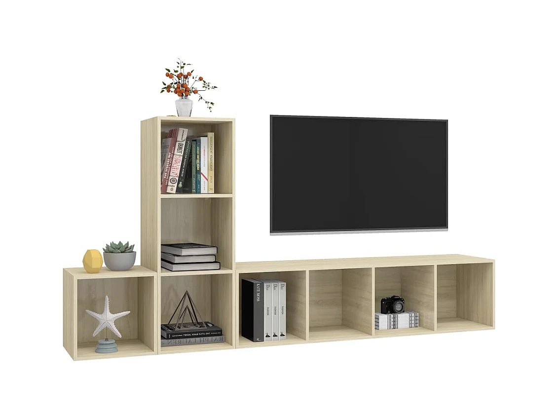 Ensemble de meuble TV | Banc TV | Armoire TV 3 pcs Chêne sonoma Bois d'ingénierie