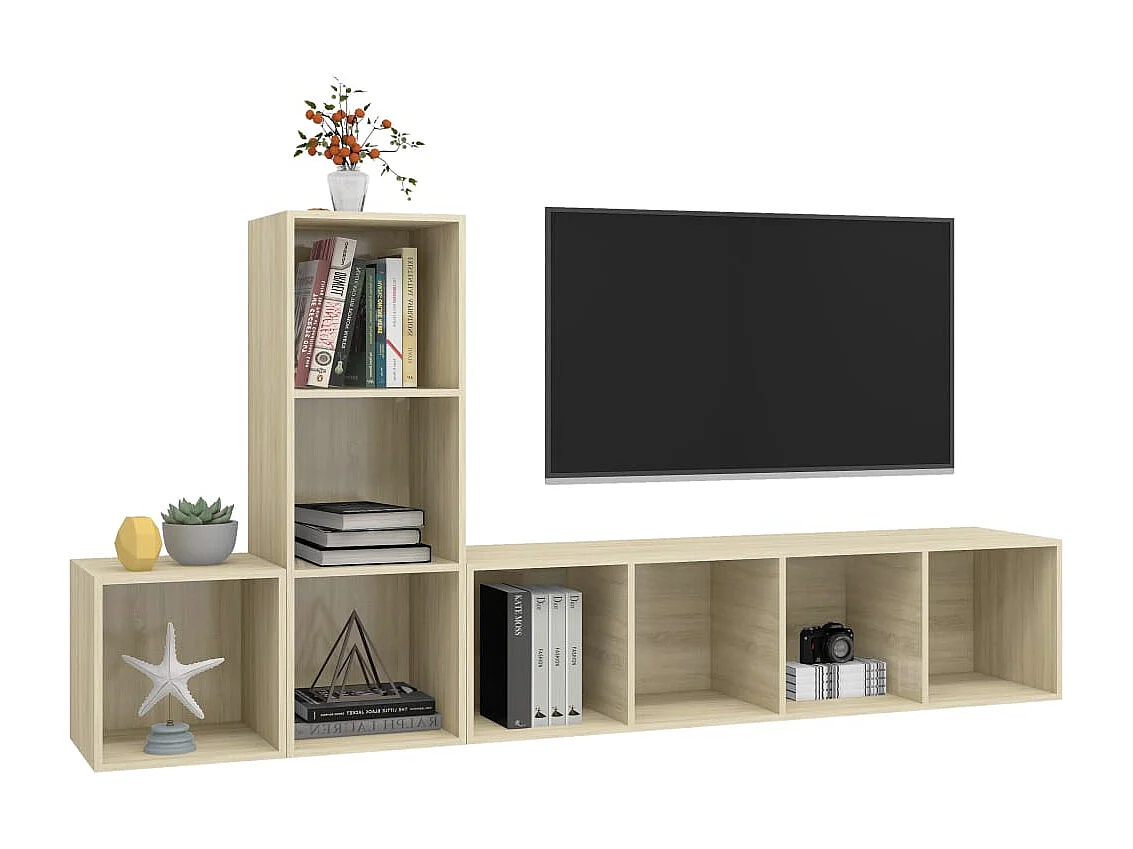 Ensemble de meuble TV | Banc TV | Armoire TV 3 pcs Chêne sonoma Bois d'ingénierie