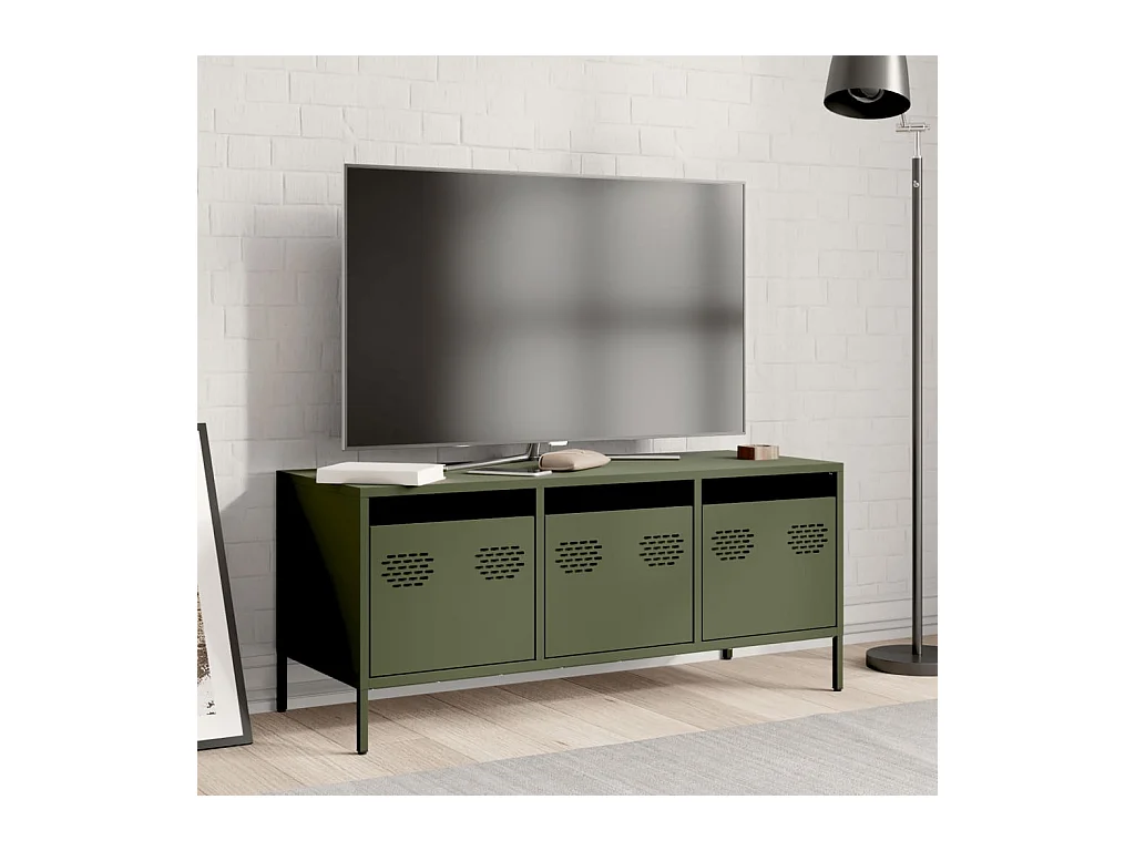 Tv-meubel | Tv-Bank | TV-kast101,5x39x43,5 cm koudgewalst staal olijfgroen