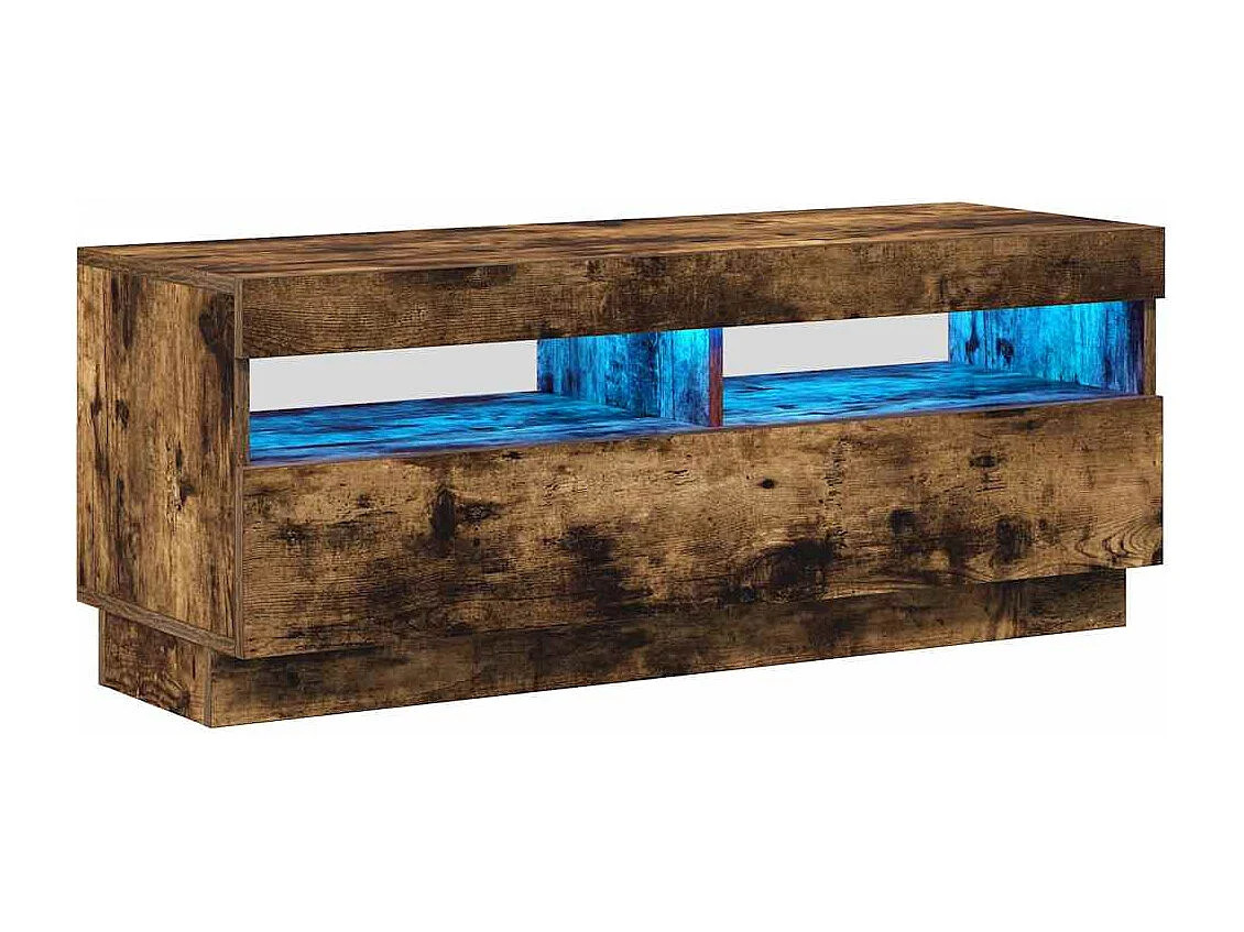 Mueble de TV | Mueble de salón con luces LED roble ahumado 100x35x40 cm