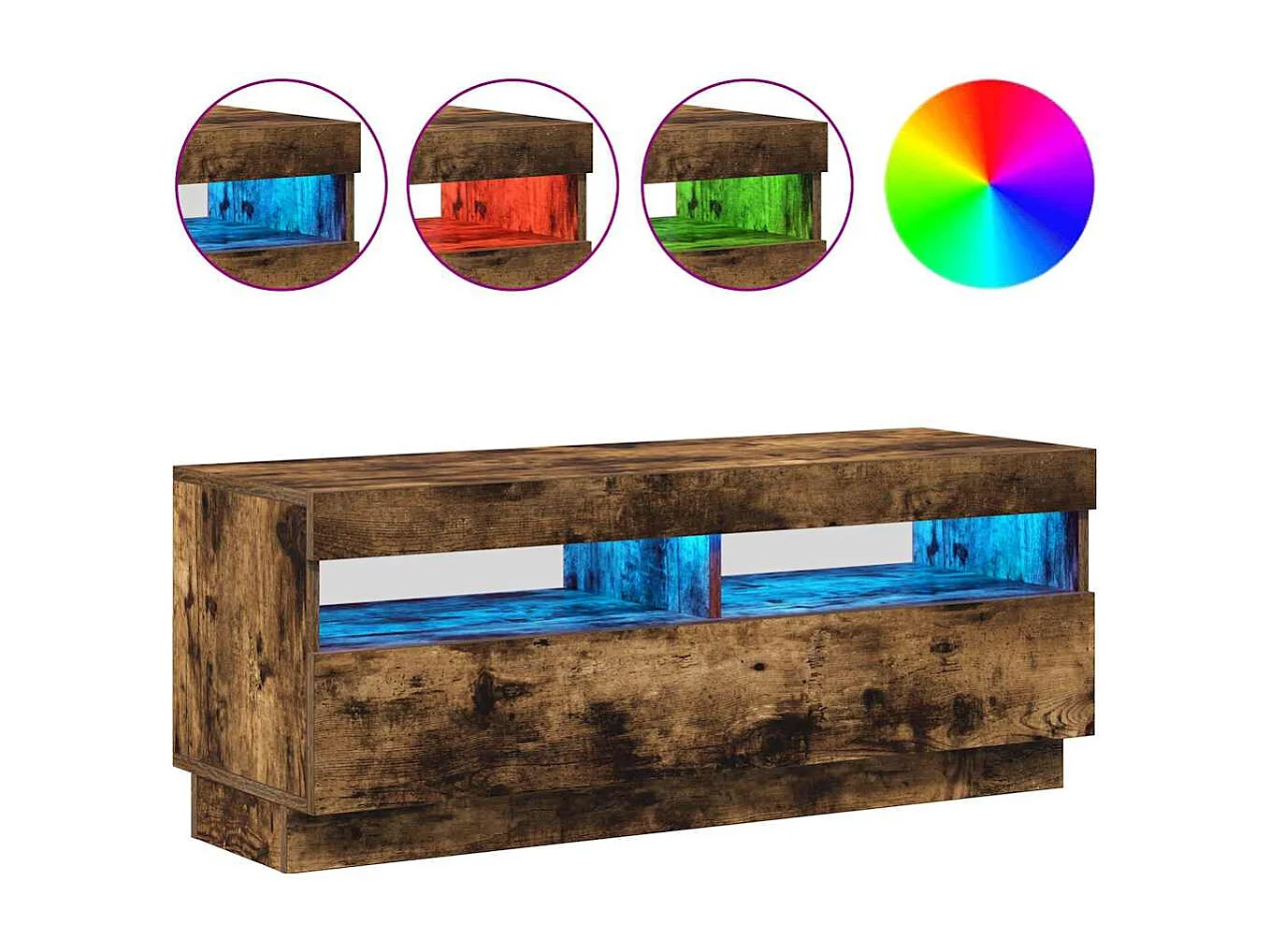 Mueble de TV | Mueble de salón con luces LED roble ahumado 100x35x40 cm