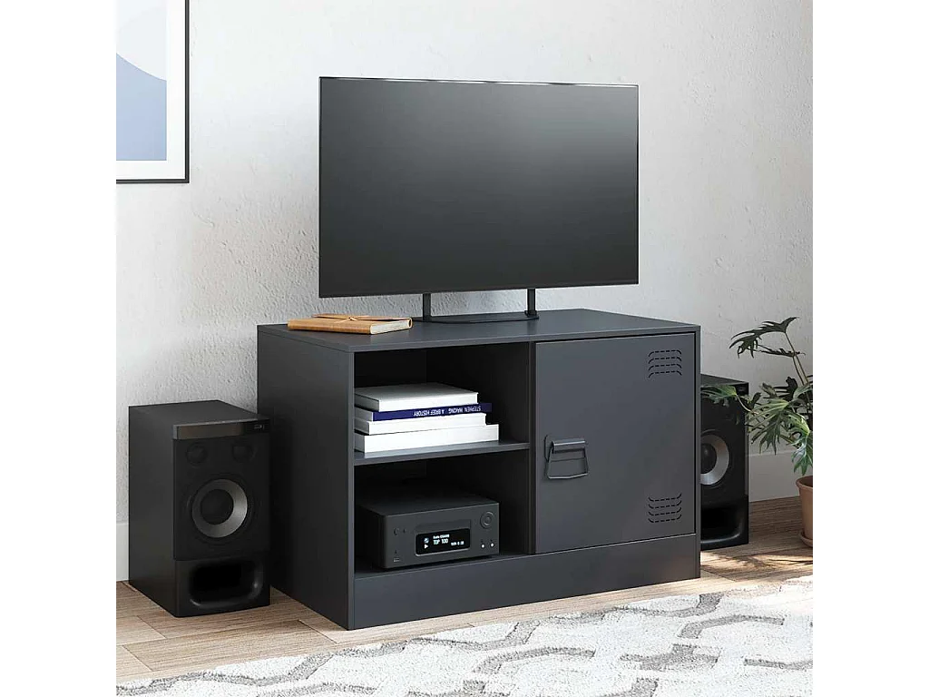 Mueble para TV  | Gabinete de TV |  Mueble de salón de acero negro 67x39x44 cm