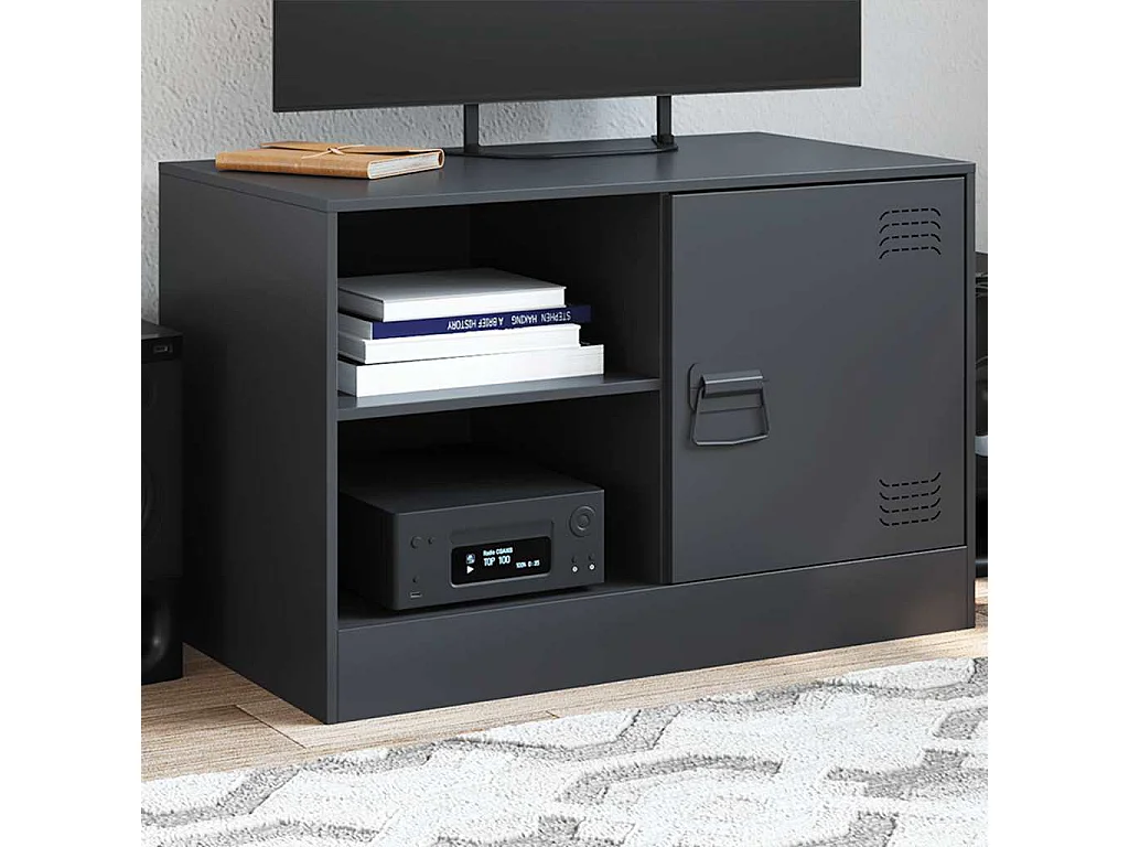 Meuble TV | Banc TV | Armoire TV noir 67x39x44 cm acier