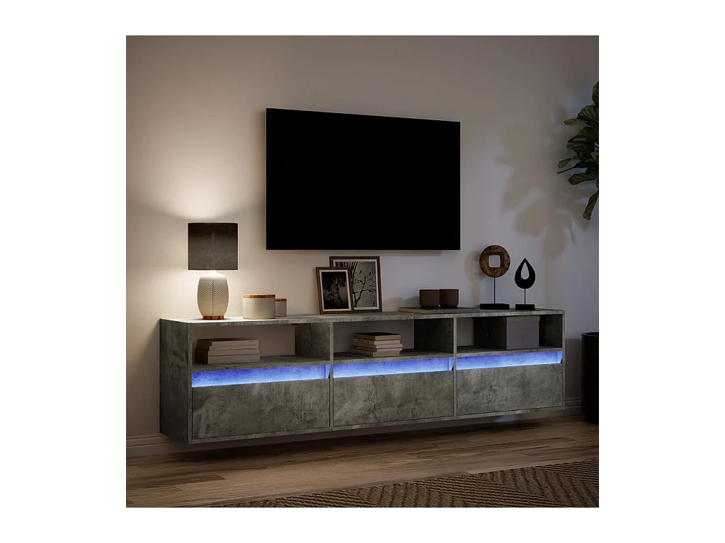 Tv-wandmeubel | TV-kast | Tv-Bank met LED-verlichting 180x31x45 cm betongrijs