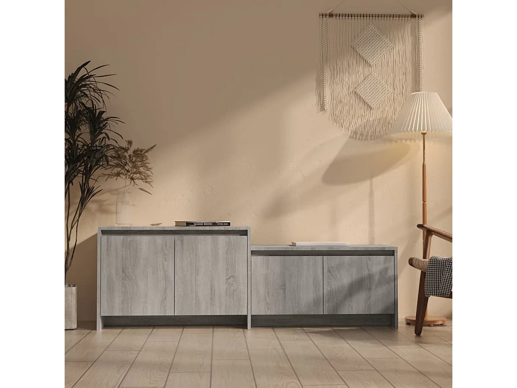 Meuble TV | Banc TV | Armoire TV Sonoma gris 146,5x35x50 cm Bois d'ingénierie