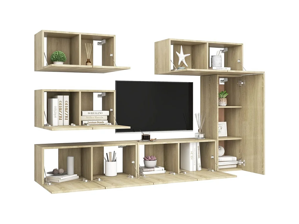 Ensemble de meuble TV | Banc TV | Armoire TV 6 pcs Chêne sonoma Bois d'ingénierie